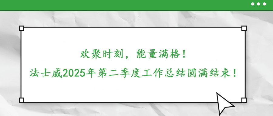 歡聚時刻,能量滿格!——法士威2025年第二季度工作總結(jié)圓滿結(jié)束!